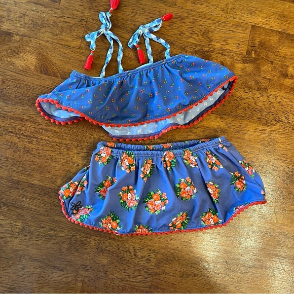 Matilda Jane blue red floral two piece bikini swimsuit size 12-18 months - Picture 6 of 7